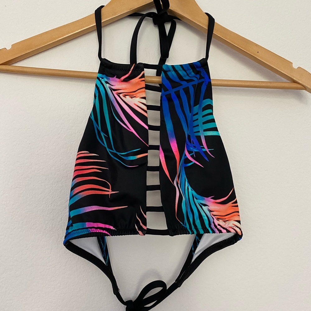 Tropical Floral Halter swim top